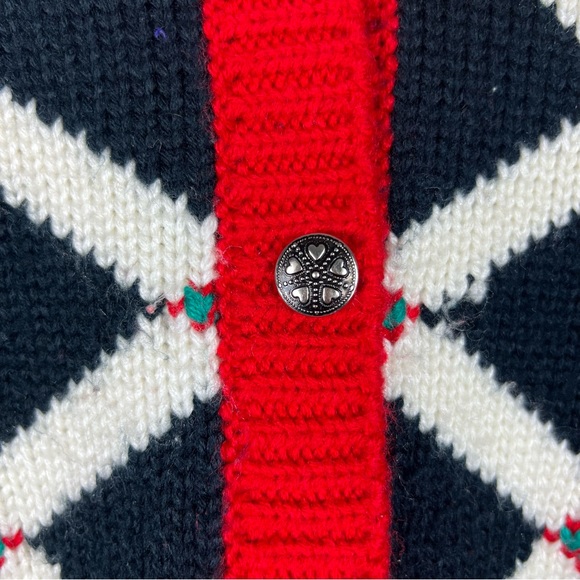 Vintage 90’s Cropped Hearts Button Down Black & Red Sweater - Picture 3 of 5
